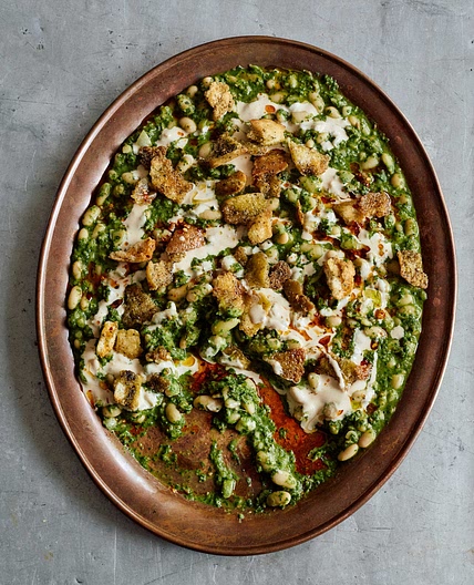 Green cannellini and tahini