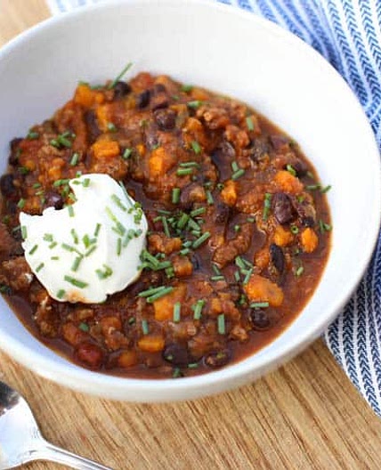 Slow Cooker Turkey Chili with Sweet Potato and Black Beans