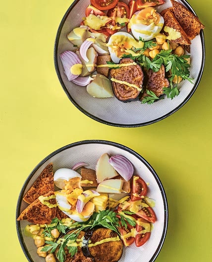 Sabich Fattoush Salad with Tahini-Amba Dressing