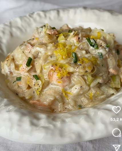 Orzo de saumon et poireaux 