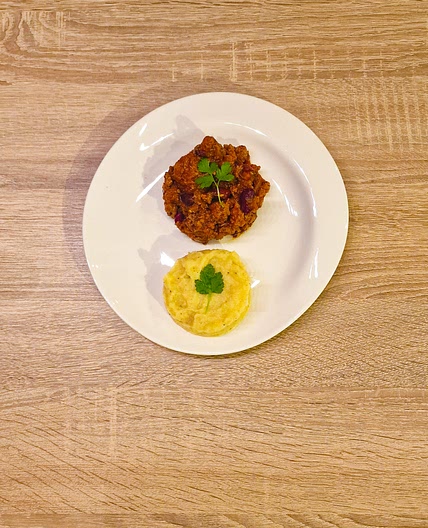 Chili con carne accompagné de purée