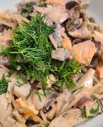 Pilzpfanne mit Lachs