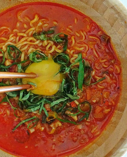 고추기름 내서 얼큰하게 해장라면 만들기