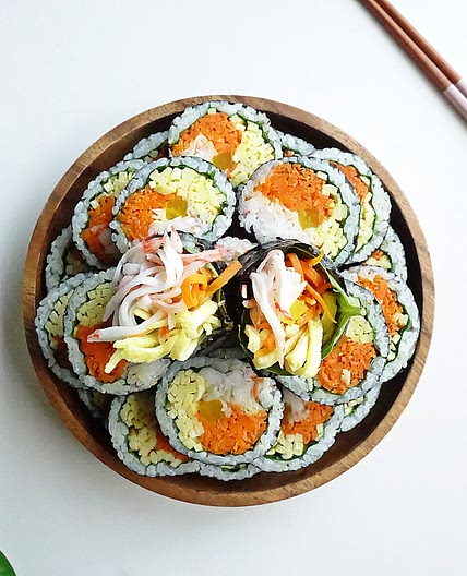 크래미 김밥 5줄 만들기 당근 계란 크래미 듬뿍~