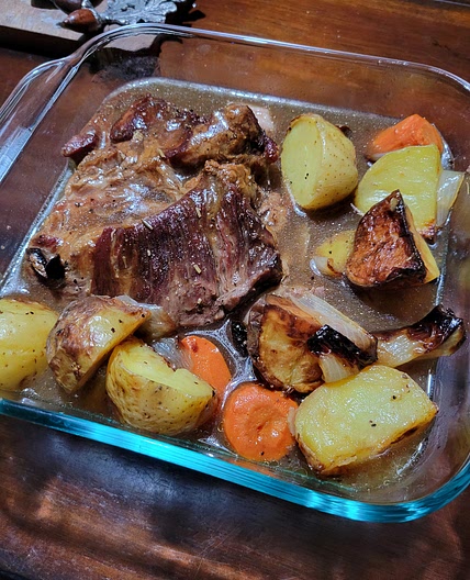 Beef Roast  with Root Vegetables & Red Wine Pan Sauce