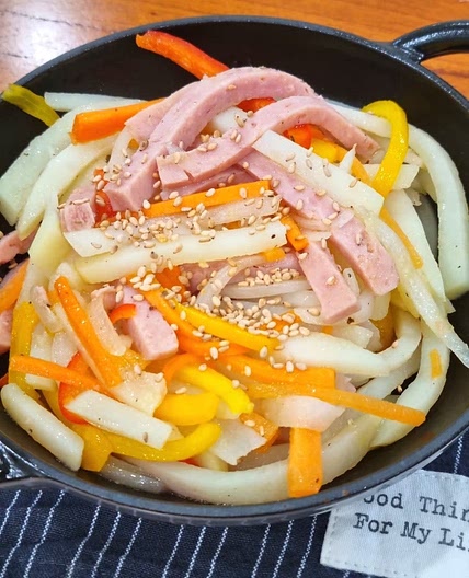 감자스팸볶음 파프리카 넣고 알록달록한 햄 감자채볶음 레시피 :: 간단한 감자요리