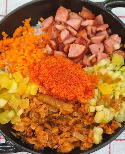 김치날치알밥 만들기 날치알 돌솥밥 베이비웍에서 한그릇 요리 레시피