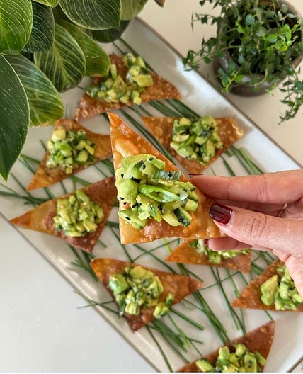 Avocado Cucumber Wonton Crisps