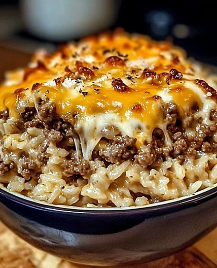 Cheesy Ground Beef and Rice Casserole