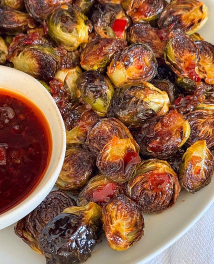 Crispy Sweet and Spicy Roasted Brussels Sprouts 