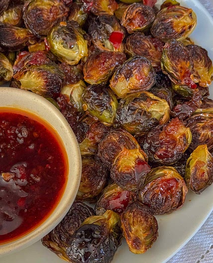 Crispy Sweet and Spicy Roasted Brussels Sprouts 