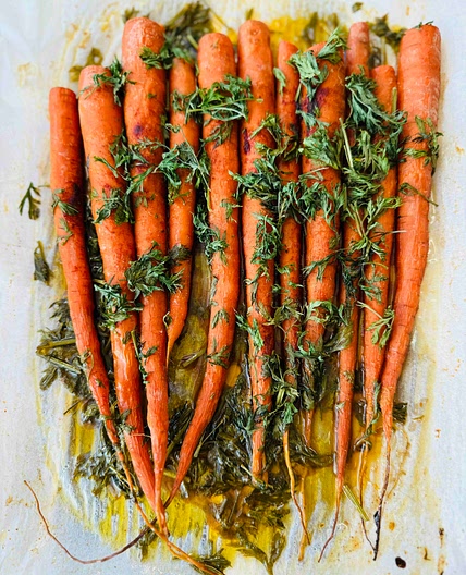 Oven-Roasted Long Carrots  