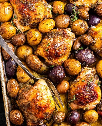 Honey Mustard Chicken Thighs (Sheet Pan Meal)