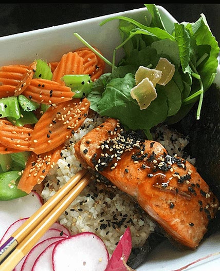 Teriyaki Salmon Cauliflower Rice Bowl