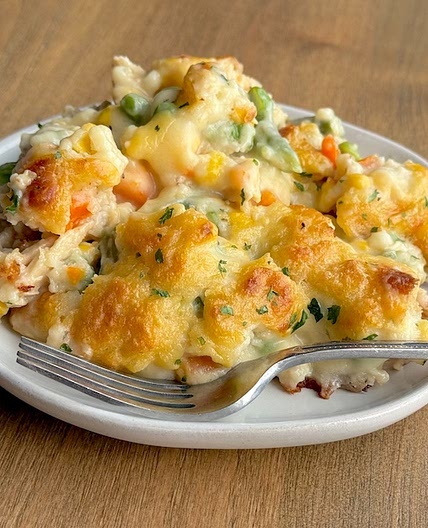 Balanced Easy Chicken Cobbler Dinner Casserole