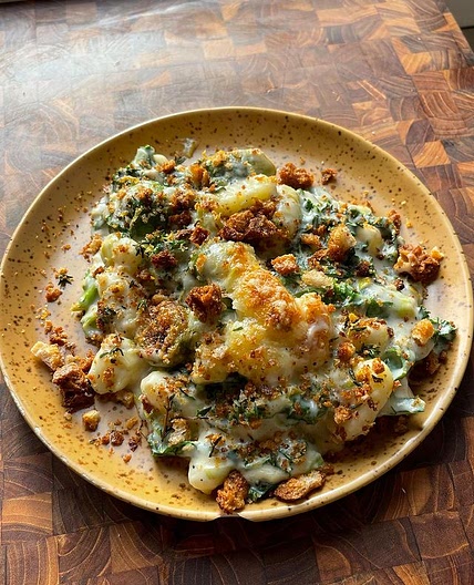 Comforting baked gnocchi with all the greens!  Okay, this recipe