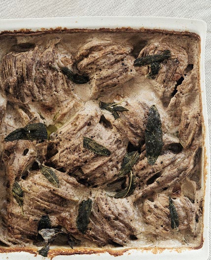 Hazelnut Hasselback Potato Gratin