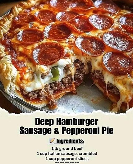 Deep Hamburger Sausage & Pepperoni Pie