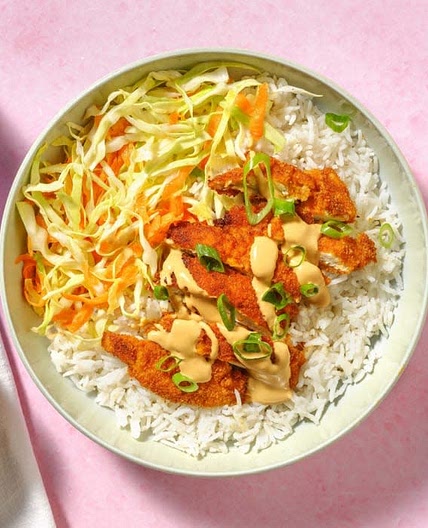 Kipschnitzel met knoflook-gemberrijst