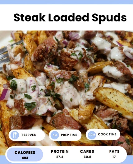 Steak loaded spuds 426cal. 52g  high protein *