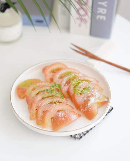 아침 토마토요리 토마토설탕절임 후숙해서 먹기