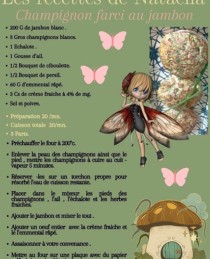 Champignon farci au jambon