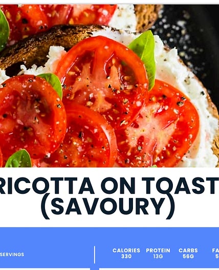 Cottage cheese on toast 302 calories  low fat *