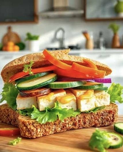 Sandwich de tofu y vegetales