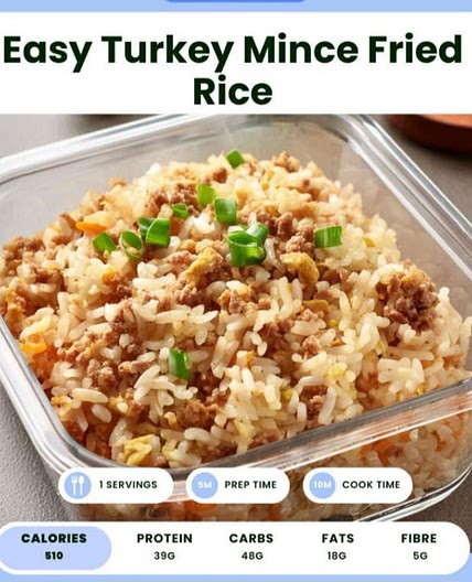 Easy turkey mince fried rice 353cal 5 serves  high fibre *