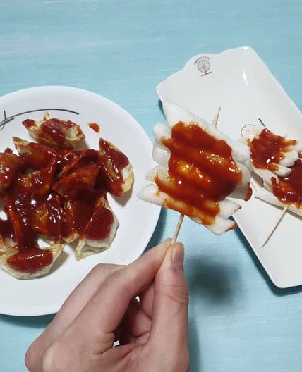 고추장 소스를 활용한 양념만두, 에어프라이어 떡꼬치 만들기