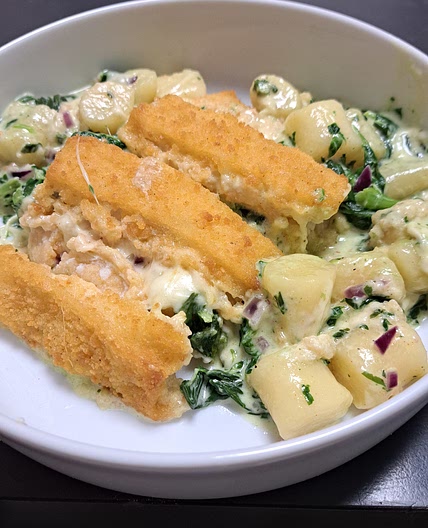 Gnocchi-Fischstäbchen-Auflauf