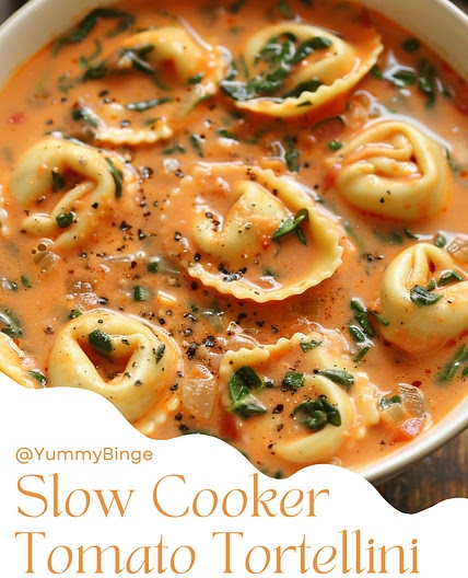 Slow Cooker Tomato Tortellini Soup