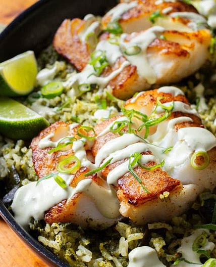 One-pan Cod and Green Rice