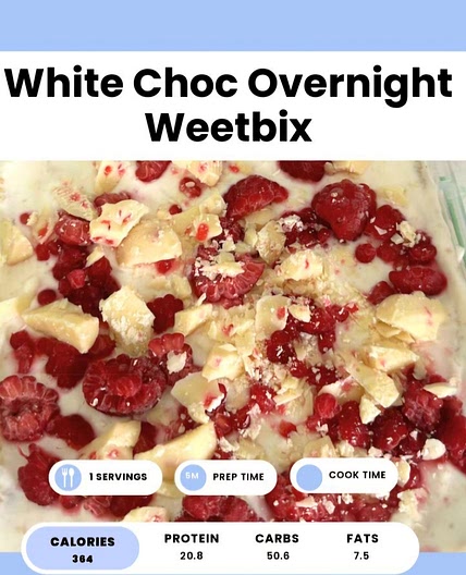 White chocolate overnight oats 244cal 2 serves high protein *