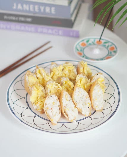 계란 유부초밥 맛있게 만드는법 토핑 올려 도시락 만들기