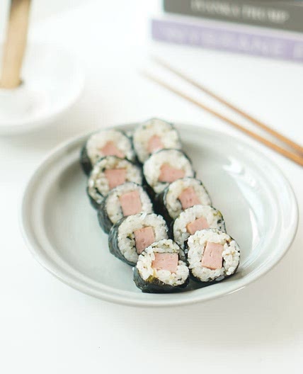 간단 스팸 햄김밥 만드는법 김가루 넣어서~