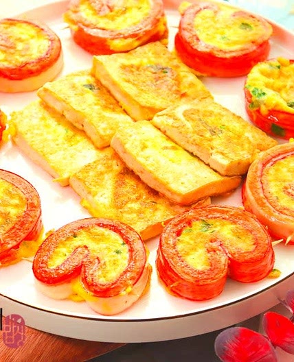 하트 맛살전 만드는 법 게맛살전 계란 두부구이 두부 계란전