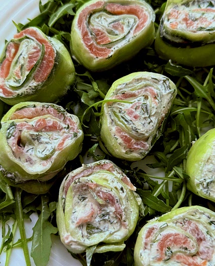 Creamy Salmon Cucumber Rolls 