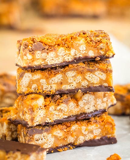 Butterfinger Caramel Cheerio Bars