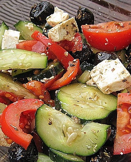 Gurken, Tomaten, Feta Salat