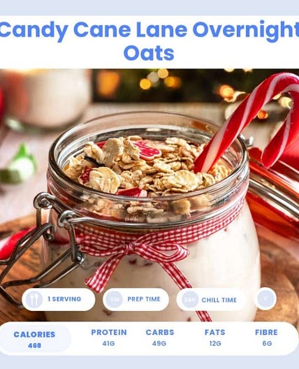 Candy cane baked oats 232cal high protein *
