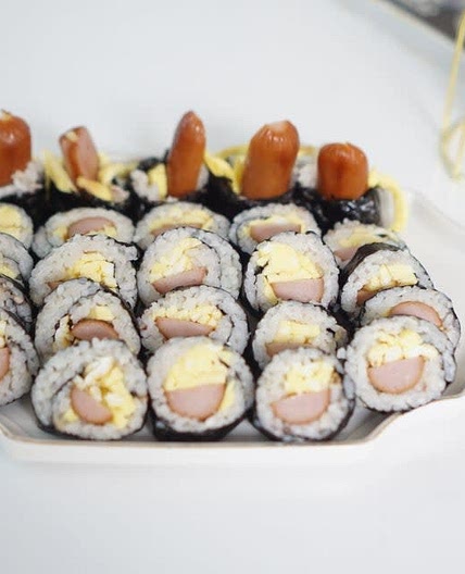 계란김밥 만들기 햄 소세지 추가요~