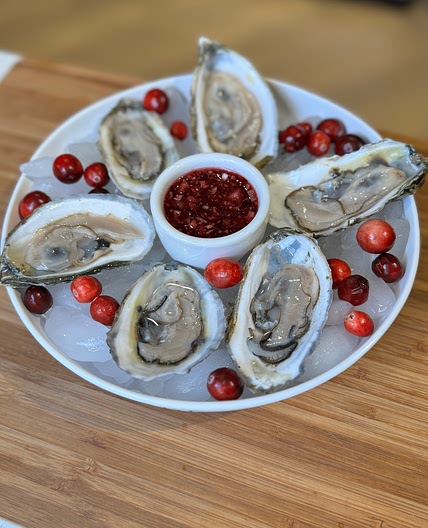 Fresh Oysters with Cranberry Mignonette