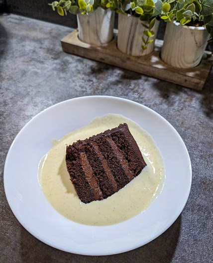 Chocolate Fudge Cake with Custard