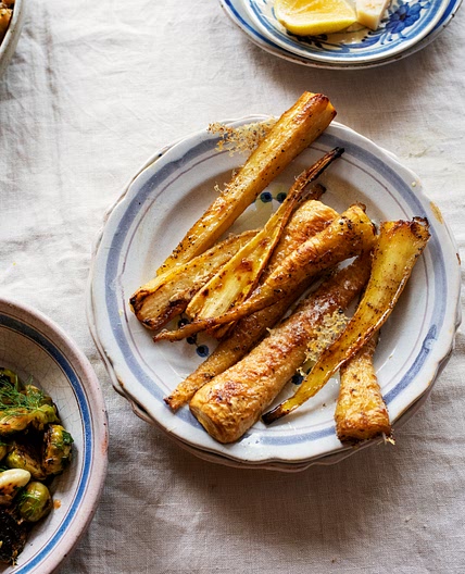 Ottolenghi’s Parmesan and Black Pepper Roasted Parsnips