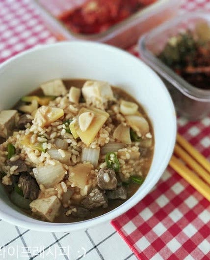 [소고기 된장찌개 요리] 고깃집에서 먹던 된장죽 된장술밥 만들기