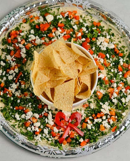 Hummus Wreath - Christmas Appetizer