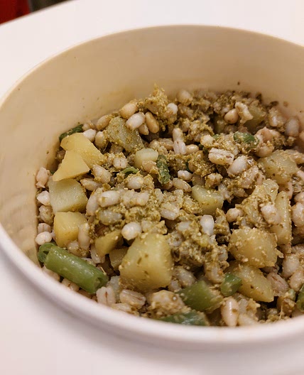 Barley - Basil pesto, potatoes and green beans