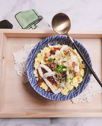스팸마요 김치 덮밥