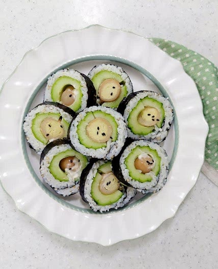 통오이 김밥 만들기 메추리알 장조림 오이 김밥 레시피